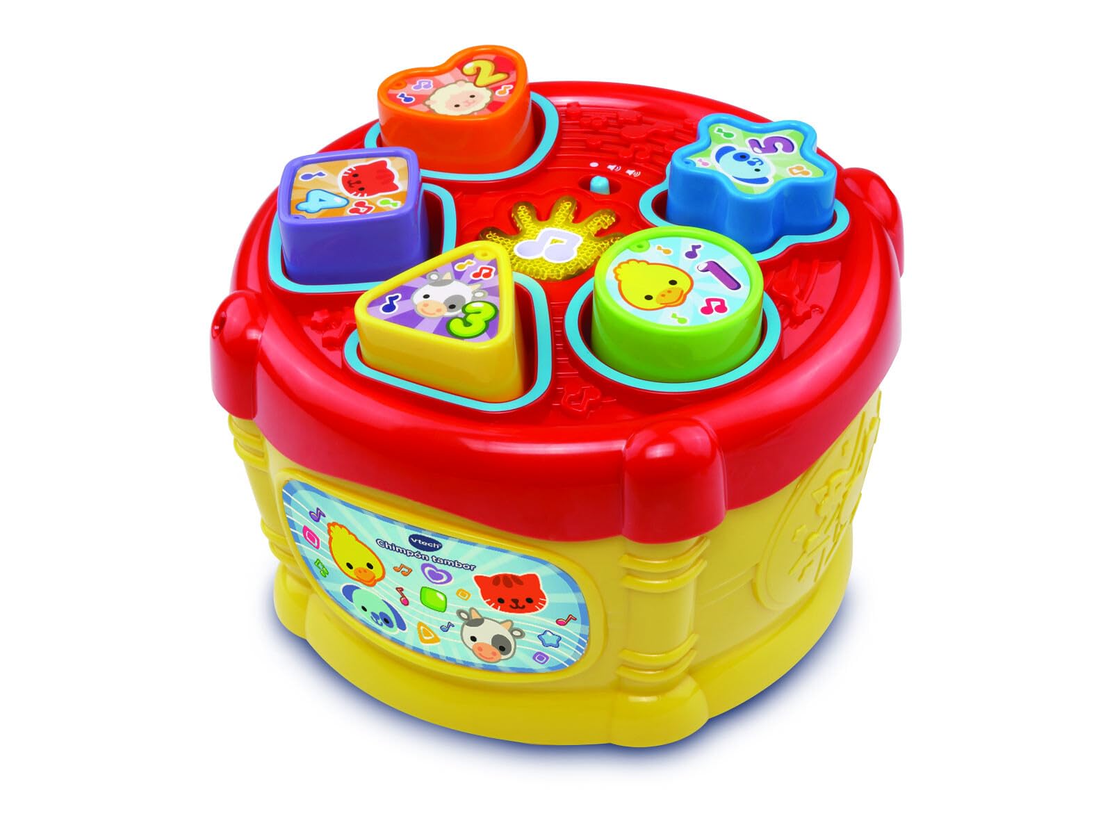 VTech Chimpon Drum – Adjustable Electronic Toy with Parts to Insert and Learn Shapes, Numbers and Animals, Multi-Coloured (80-185122), Assorted Colour/Model