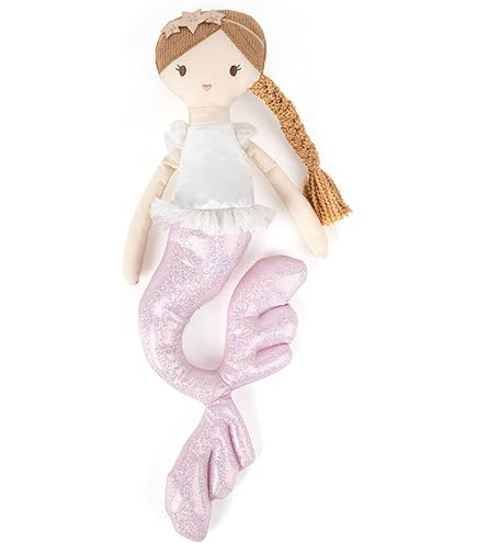 Mon Ami Mermaid Baby Rattle Toy - 8 Inch Plush Stuffed Animal For Infants