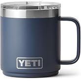YETI Rambler 10 oz Ceramic Lined Stackable Mug, Vacuum Insulated, Stainless Steel with MagSlider Lid, Navy