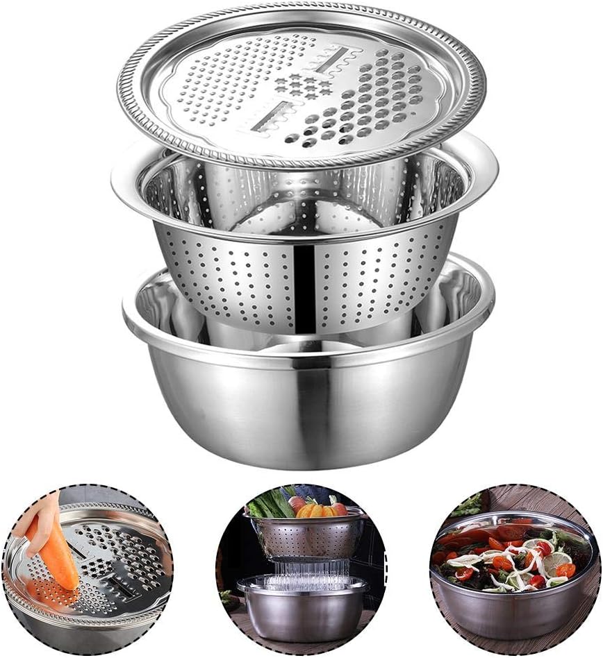 lā Vestmon Kitchen Graters, 3 in 1 Drain Basket Vegetable Cheese Grater
