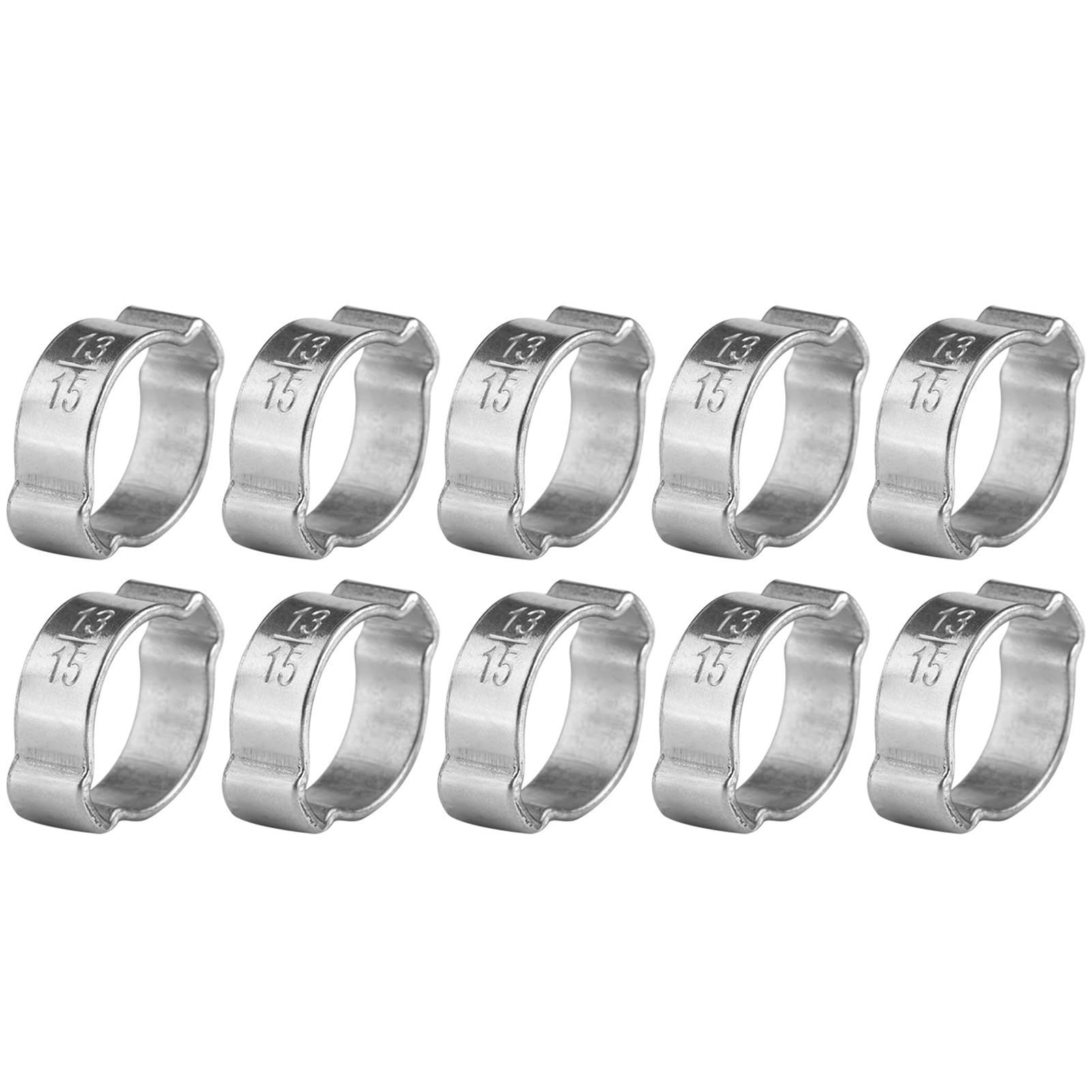 10pcs Zinc Plated Stainless Steel Pipe Clamps Two-Ear Hose Drive Clamp 5-23mm for Fule Petrol Pipe Tube(13-15Mm)