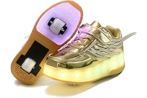 Nsasy Kids Roller Shoes Boy Girl Sneakers with Wheels Become Sport Sneaker with Led for Christmas Birthday Children Show Gift