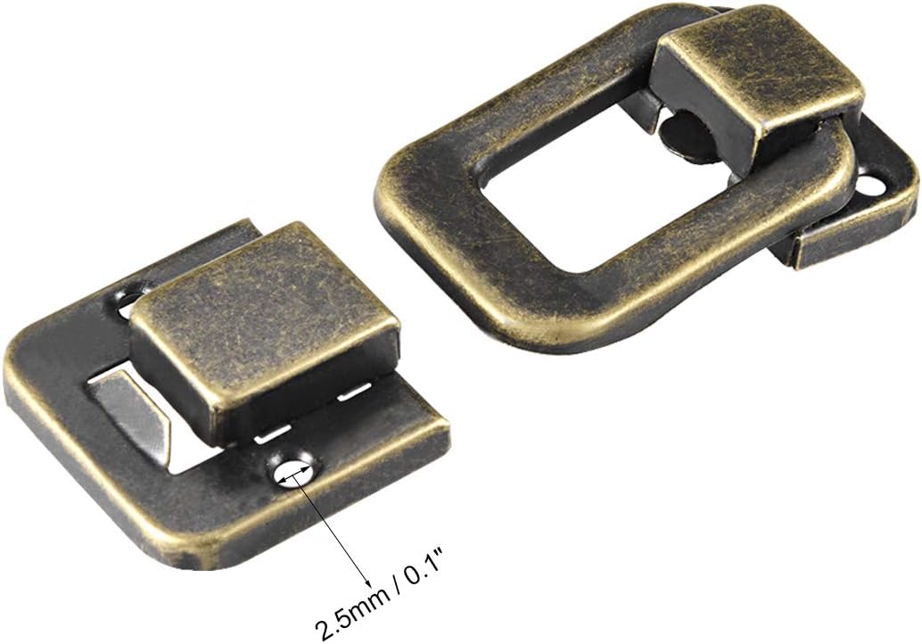 sourcing map Toggle Catch Lock, 38mm Retro Decorative Bronze Hasp w Screws for Suitcase Chest Trunk Latch Clasp Pack of 2 - Image 4