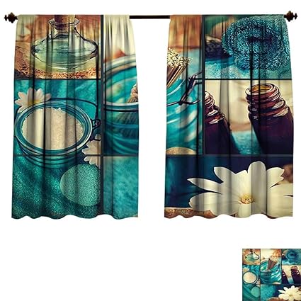 Amazon Com Qianhe Home Blackout Window Curtain Spa Blue Themed