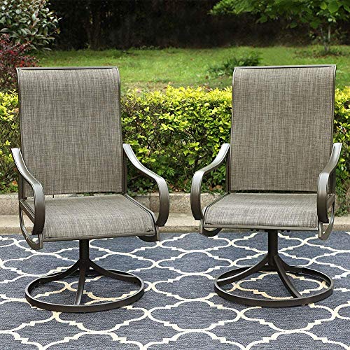 PHI VILLA Patio Swivel Dining Chairs Set of 2, Outdoor Kitchen Garden