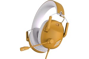 KAPEYDESI CM7007 Gaming Headset for Xbox Series X|S, Xbox One, PS5, PS4, PC, Switch, Gaming Headphones with Noise Canceling Microphone, Folding Design, 50MM Dynamic Drivers, 3.5MM Audio Jack, Yellow