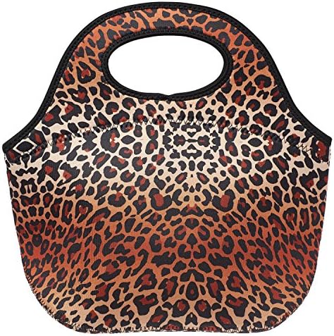 Neoprene Lunch Bag, Insulated Reusable Fashionable Lunch Box Tote | Holds More and Insulates Better | Large [12.5" x 12" x 8"] | Leopard Print by SWEET CONCEPTS