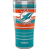 Tervis Traveler NFL Miami Dolphins - Hype Stripes Triple Insulated Insulated Tumbler Travel Cup Keeps Drinks Cold & Hot, 20oz, Stainless Steel