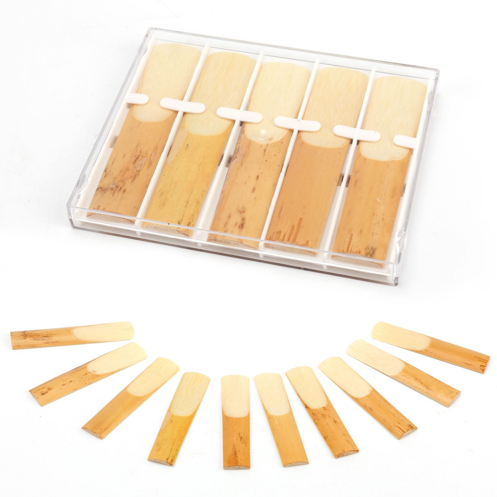10 Pcs Alto Sax Reeds, 7x1.6cm Natural Saxophone Reeds Musical Instrument Accessories for Saxophone of Any Size (Strength 2.5)