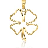 IceCarats 14K Yellow Gold Clover Leaf Shamrock Heart Pendant Necklace | Polished, Solid, Medium, 24mm 0.9 inch