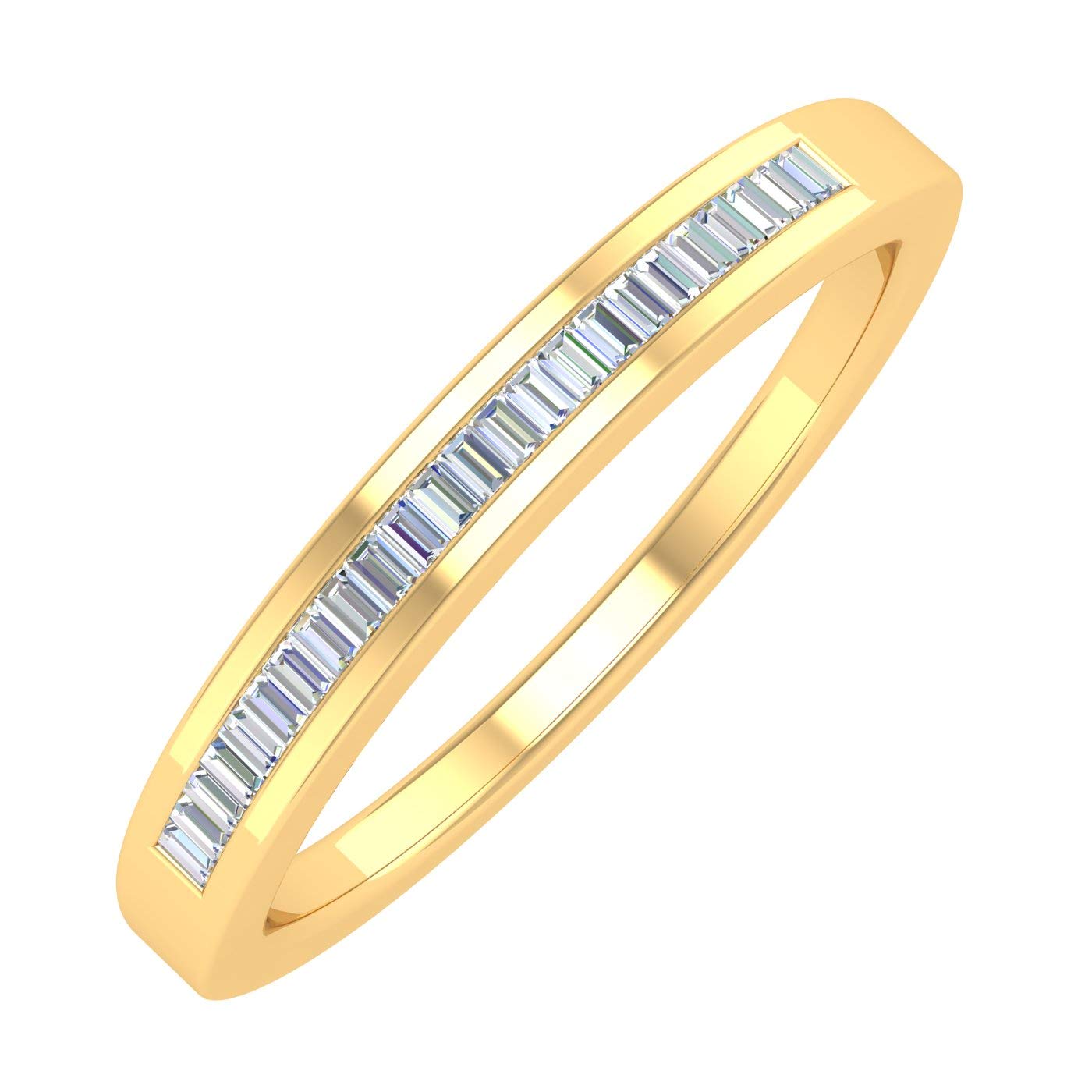 14K Gold Classic Channel Set Baguette Diamond Wedding Band (0.15 Carat)