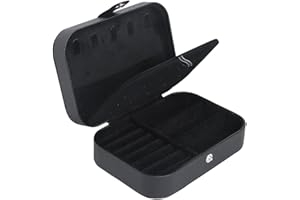 SLOZO Travel Jewelry Box, Small Jewelry Organizer Boxes for Women Girls, 2 Layer Travel Jewlery Case, PU Leather Mini Portable Jewerly Storage Display Holder for Earrings, Ring, Necklaces, Bracelets - Black