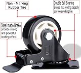 DSL 4x 75mm PU Heavy Duty Swivel Castor Wheels 2 Braked Trolley Furniture 400KG view 2