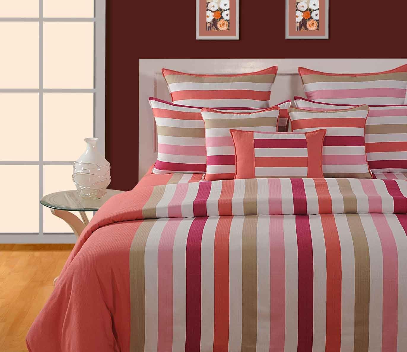 SwayamSwayam Peach Premium 100% Cotton Yarn Dyed Twill Weave Bedsheet with 2 Pillow Covers - Colorfast, Skin-Friendly, Breathable