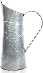 Hosley Galvanized Pitcher 14 Inch High Decorative Use Ideal Gift for Weddings Spa Flower Arrangements O3