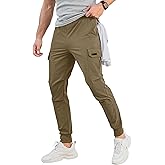 Comdecevis Men's Cargo Jogger Pants Stretch Sweatpants Slim Fit Tactical Pants with Zipper Pockets Casual Trousers