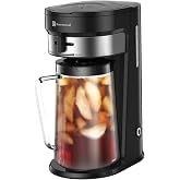 BARRENWOOD Ice Tea Maker with 2.5QT Cold Brew Coffee &amp; Iced Tea Pitcher, Strength Selector, Reusable Filter for Lemonade, Fruit Infused Water (Black)