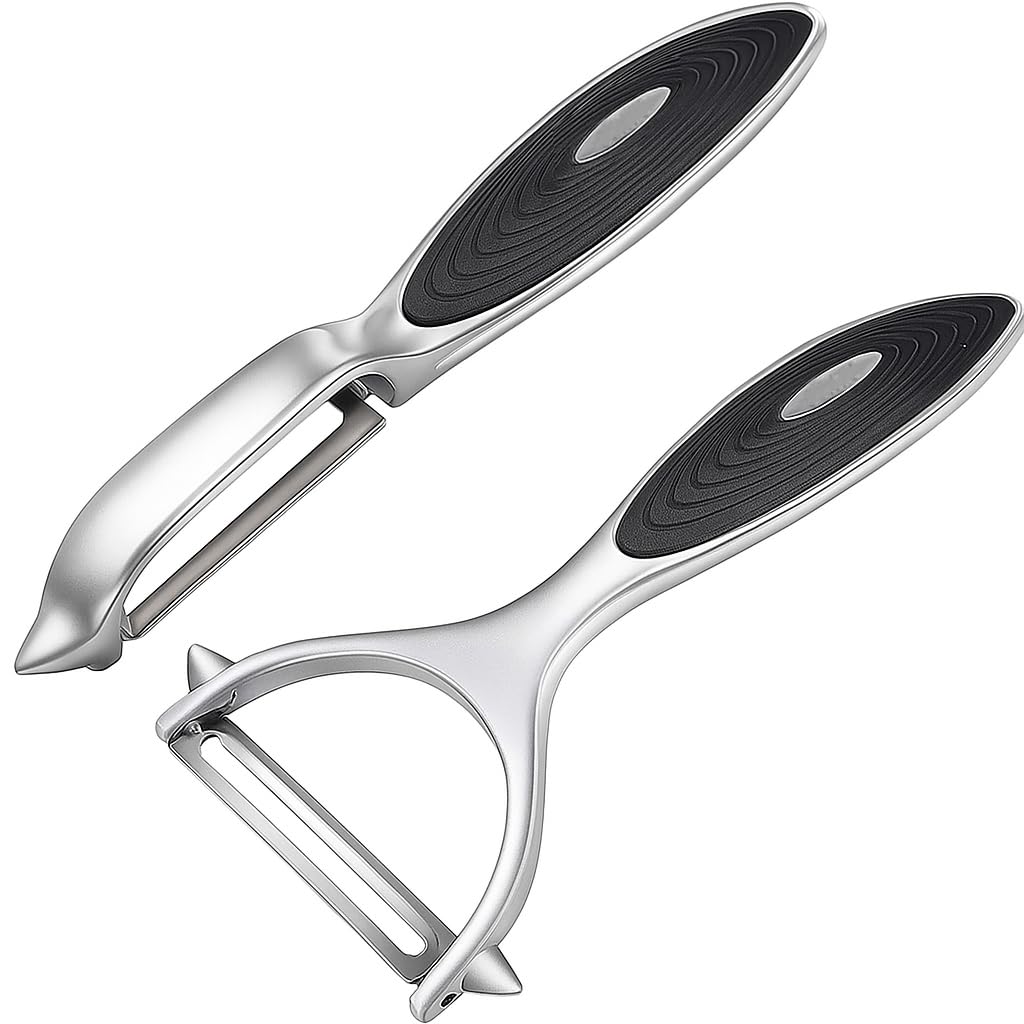 Vegetable and Fruit Peeler Set - Y and I Shape Stainless Steel Peelers With Ergonomic Non-Slip Handle & Sharp Blade for Potatoes, Carrots, Veggies (2 Pcs)