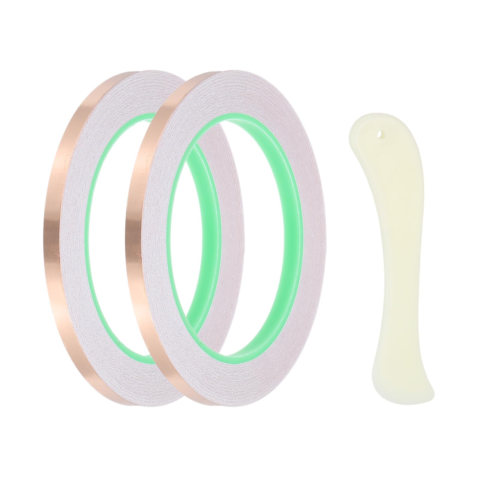 PATIKIL 22 Yard 1/4 Inch Copper Foil Tape,2 Roll Copper Tape with Conductive Stained Glass Foil Tool with Scraper for Stained Tools DIY Crafting