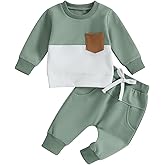 Thorn Tree Toddler Baby Boy Outfits Long Sleeve Contrast Color Sweatshirt Solid Pants Autumn Winter Clothes Set