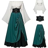 Renaissance Costume Women Ren Faire Medieval Dress for Women with Corset Fairy Costume