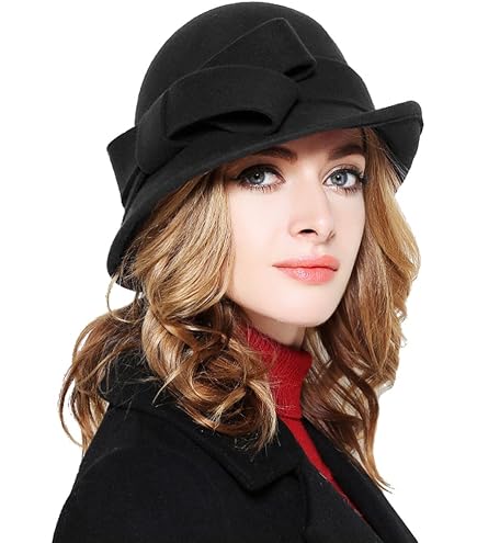 Vintage Felt Cloche Hat Winter Fall Fedora Bucket Cap with Bow Vintage Felt Cloche Hat Winter Fedora Bucket Cap with Bow main image 3