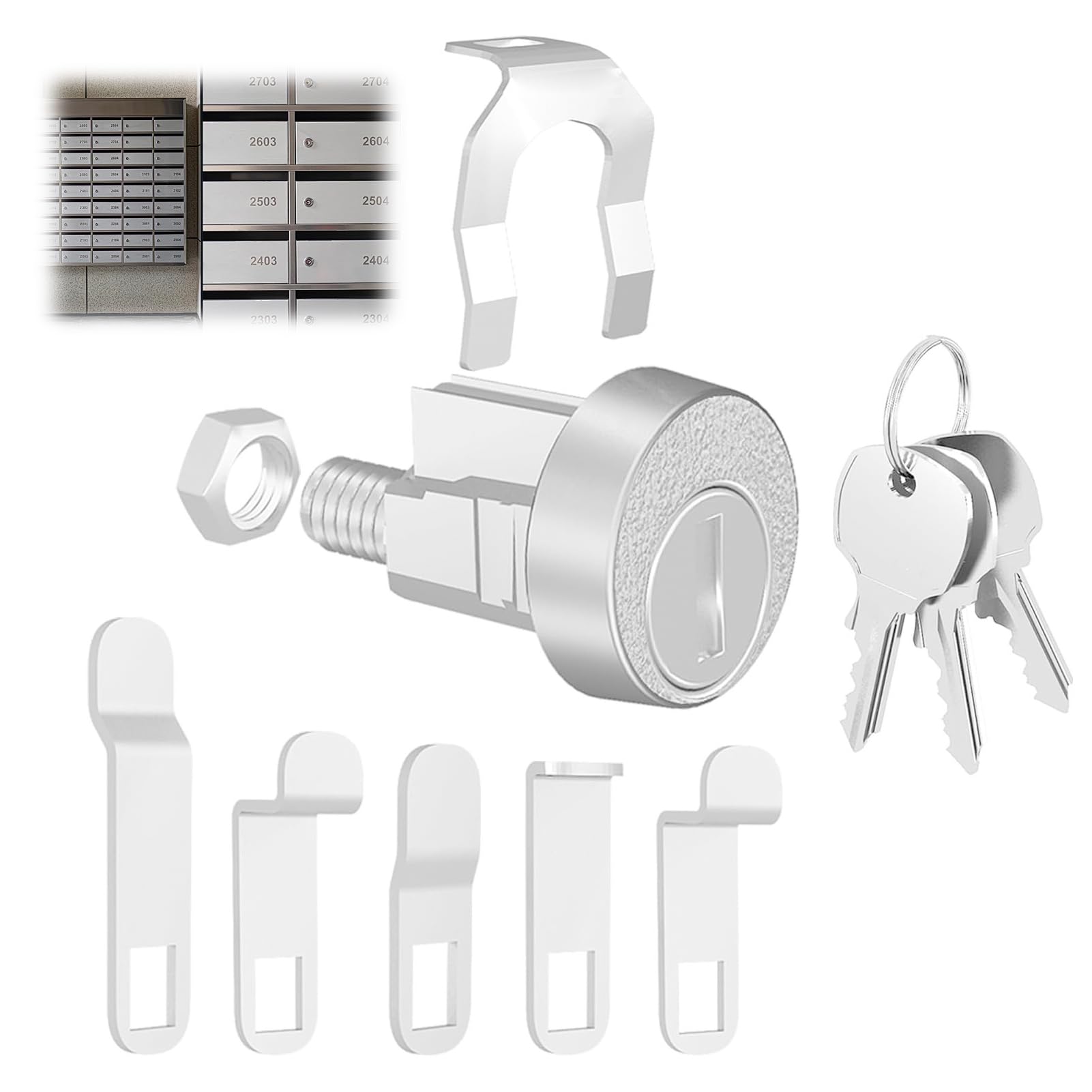 Photo 1 of 1 Pack Mailbox Locks with Keys,Mail Box Lock and Key Replacement for L-1172c Key,Nickel Fi Nish