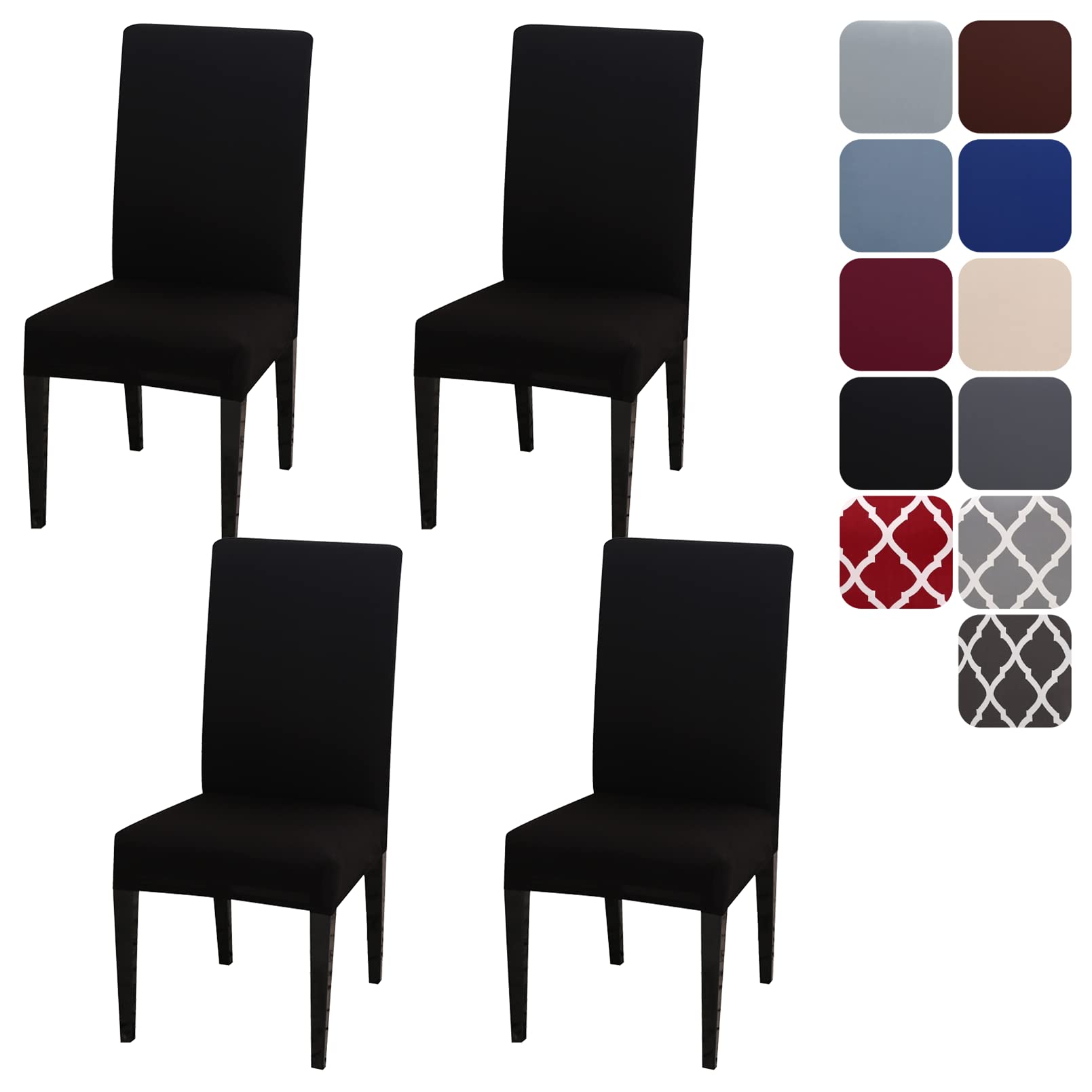 Aisprts Dining Room Chair Covers Slipcovers Set of 4, Stretch Removable Washable Dining Chair Protector Decoration Cover Seat Slipcover for Hotel, Ceremony, Banquet, Kitchen, Restaurant, Home