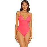 Becca Womens Moon Ridge One Piece Swimsuit, Plunging V-Neckline, Bathing Suits for Women