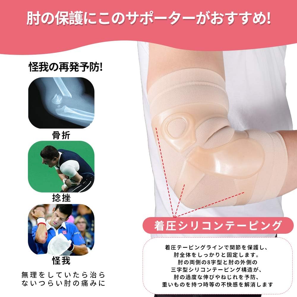 Amazon 肘サポーター ひじ 肘サポート 肘用 伸縮性 肘サポーター 肘の固定 肘関節保護 怪我防止 フリーサイズ 左右兼用 左右兼用 男女兼用 肌色 1枚入espcheap Espfree ひじ用