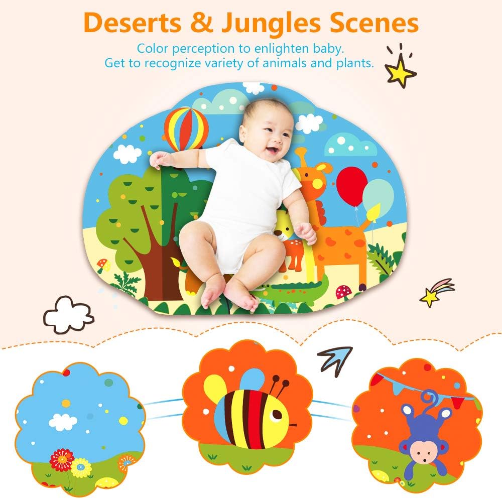 Cadeaux Danniversaire Pour Les Nouveaux Nes 0 3 6 9 Mois Vatos Tapis Gymnase De Jeu Pour Bebes Centre Dactivites De Jeu Pour 4 En 1 Tapis De Jeux Avec Jouets De Dentition A Cliquet