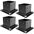 Eapele 4x4 Post Bracket Anchor Base, Powder Coated Steel Made for Fence Railings, Privacy Panels, Pergolas, Gazebos, and Mailbox Support Brackets (4pcs, Black)