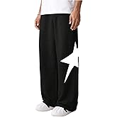 SHENHE Boy's Baggy Sweatpants Wide Leg Star Graphic Drawstring Athletic Workout Pants Trousers