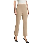 AFITNE Women's Yoga Dress Pants with Pockets High Waisted Pull On Straight Leg Cropped Pants Stretchy Work Ankle Pants