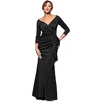 Amazon.com: Betsy & Adam Women's Long Velvet Illusion Sleeve Mock Neck  Ruched Gown, Black, 4 : Clothing, Shoes & Jewelry