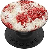 Watercolor Rose red roses pattern PopSockets Adhesive PopGrip