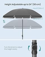 SONGMICS 1.8m Parasol Garden Umbrella UPF 50+ 30° Tilt Height Adjustable view 7