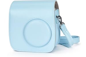 Phetium Protective Case Compatible with Instax Mini 7+ 7s 7c Instant Film Camera/Polaroid PIC-300, Premium Vegan Leather Bag Cover with Removable Strap(Sky Blue)