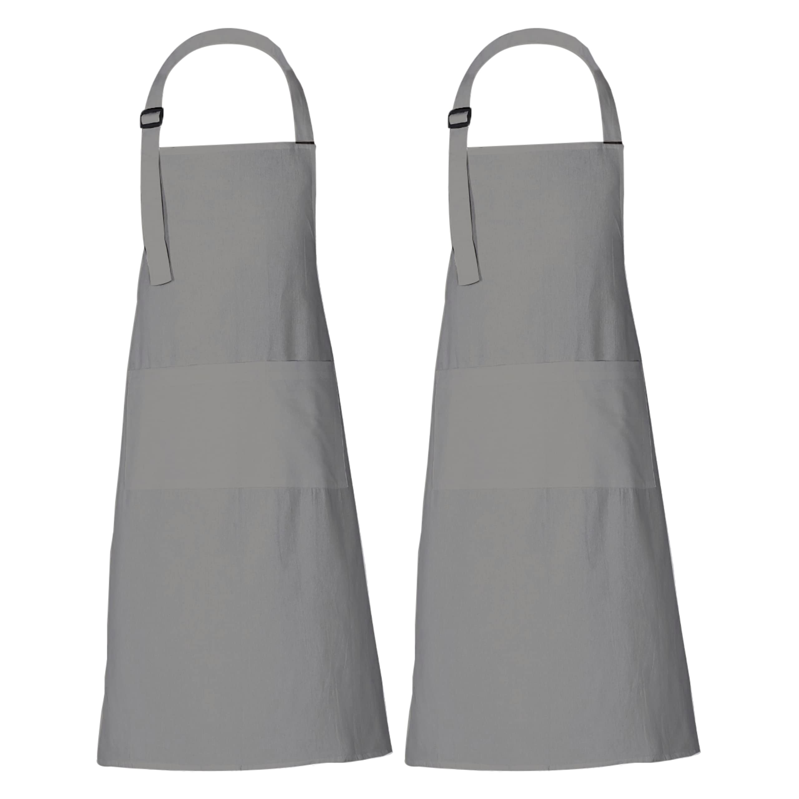 RAJRANG Pack of 2 Cooking Aprons for Women with pockets 35x27 Inches Vintage Farmhouse Bib Aprons for Men - Natural Grey — image 1
