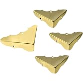 QCAA Solid Brass Deco-Corner Protector for Jewelry Box, 5/8", Polish Brass, 4 Pack, Made in Taiwan