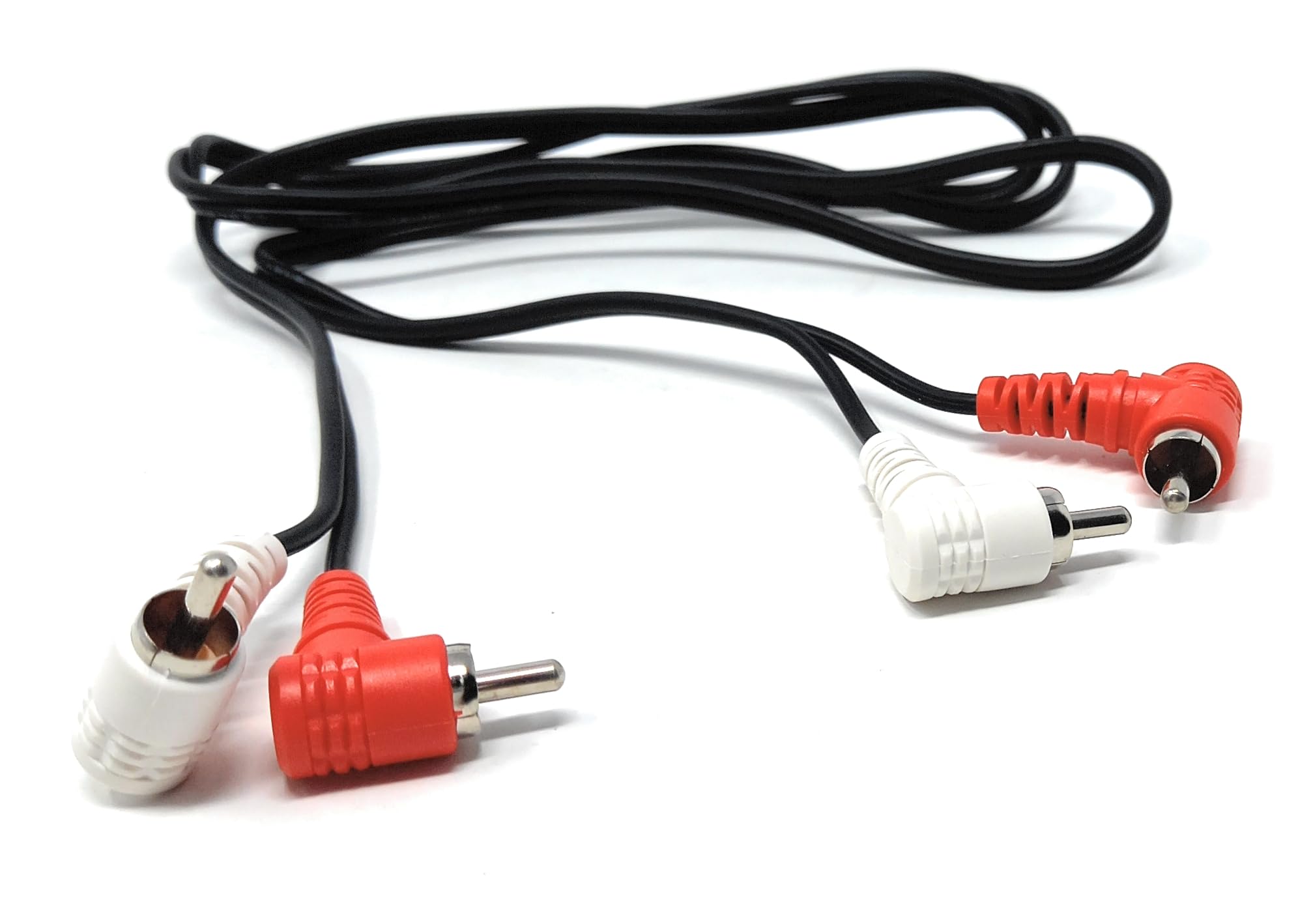 DRUT 1.2m Twin 2 x RCA to RCA Right Angle Cable, Twin Phono Lead Splitter, for Audio, Speakers, Home Theater, Surround Sound, Turntable, Mixer 4ft