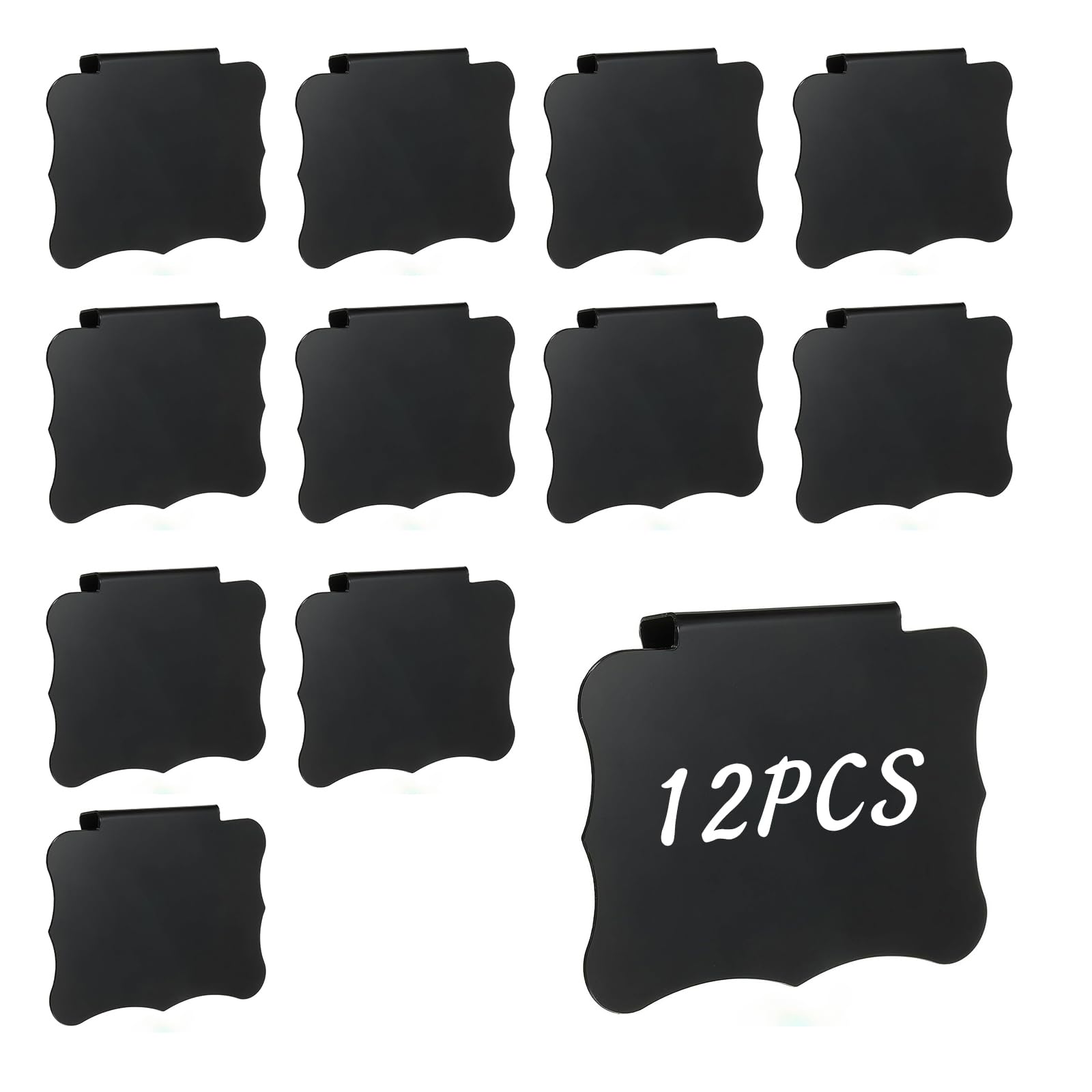 Basket Labels Clip On for Storage Boxes 12 Pcs Removable Basket Drawer Tags Labels Chalkboard Chalk Label for Bin Shelf Laundry