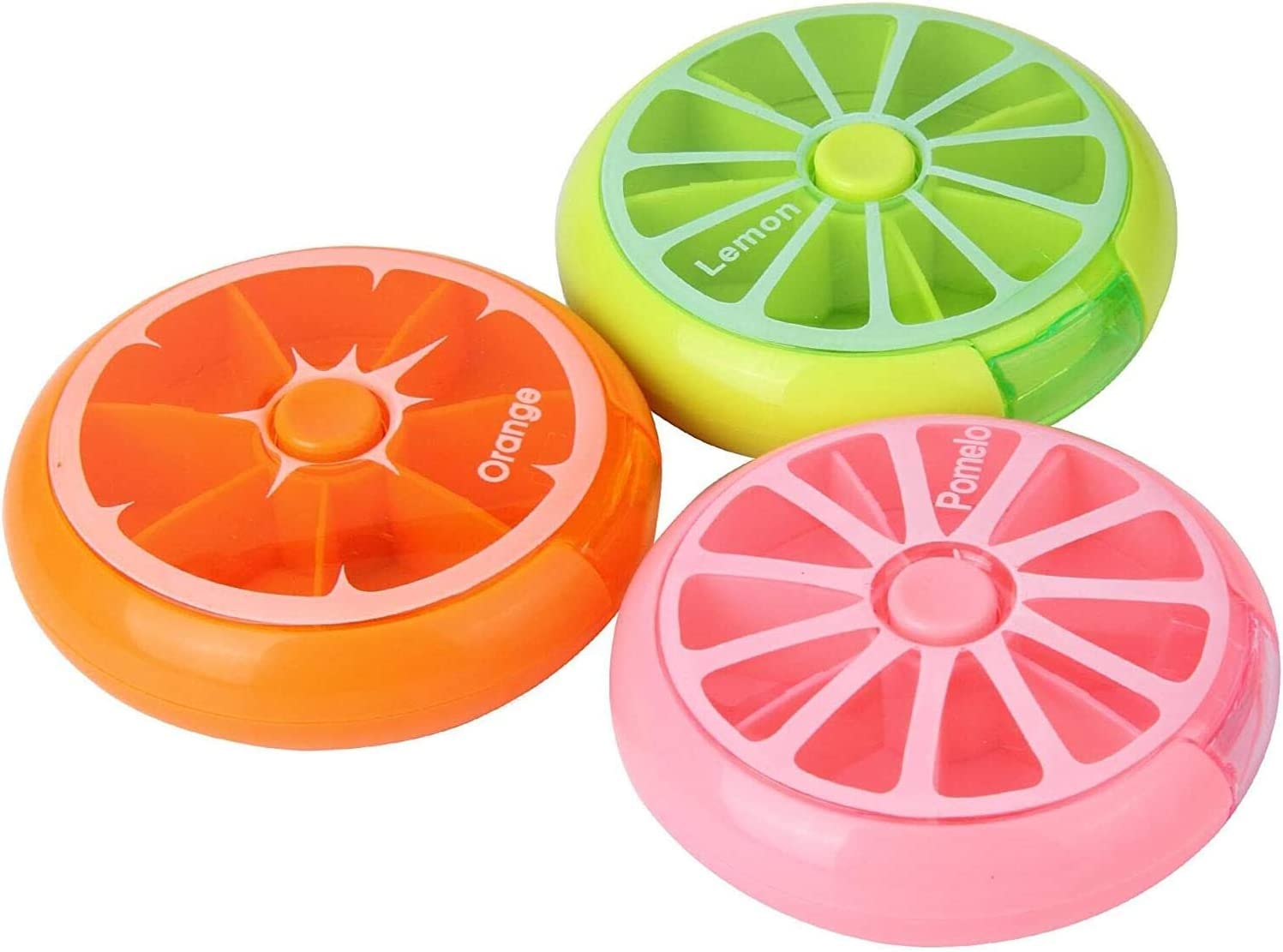Creative Portable Mini 7 Day Weekly Circular Shape Rotary Cute Fruit Style Pill Storage Case Box（Multicolor）