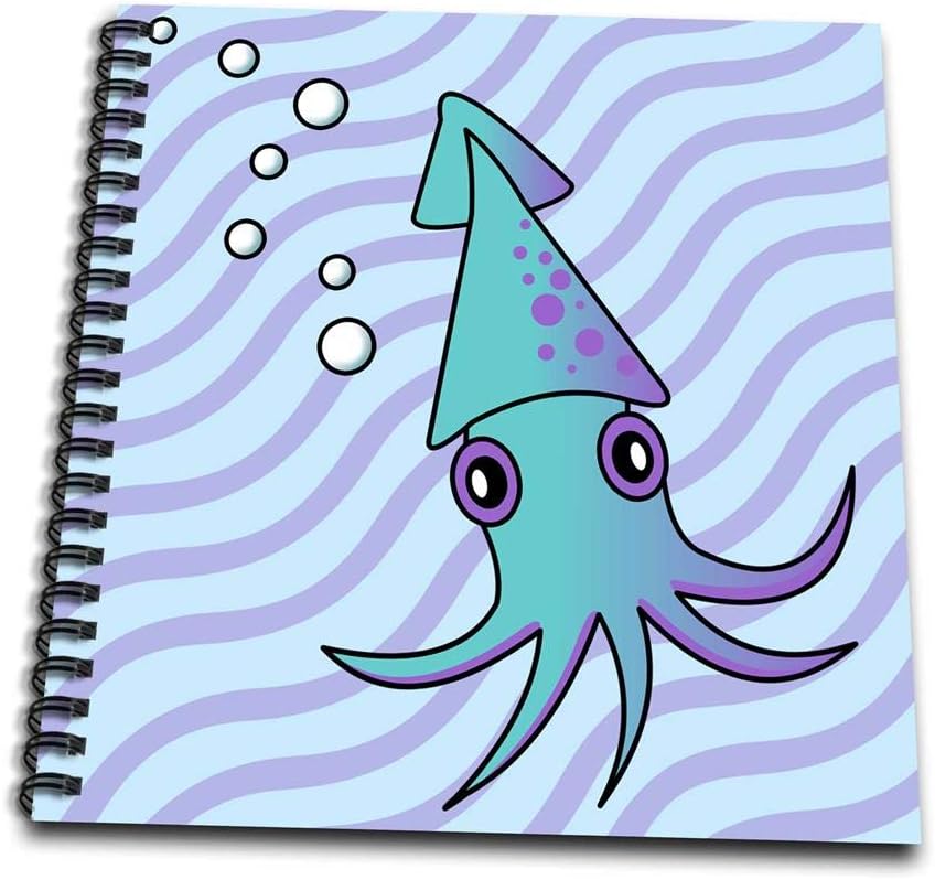 3drose Db 13789 1 Cute Blue And Purple Squid Drawing Book 8 By 8 Inch Amazon Ca Home Kitchen