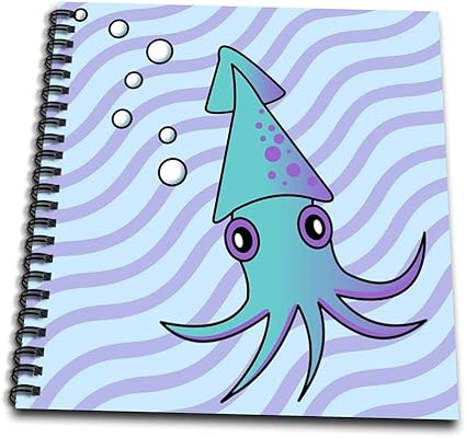 Amazon Com 3drose Db 13789 1 Cute Blue And Purple Squid Drawing Book 8 By 8 Inch Arts Crafts Sewing