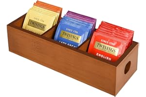 Artcochan Wooden Tea Bag Organizer Tea Storage Container for Countertop, Sugar Packet Holder and Tea Bag Caddy Box, Perfect Tea Holder Organizer for Tea Bags, Tea Storage, and Tea Organization