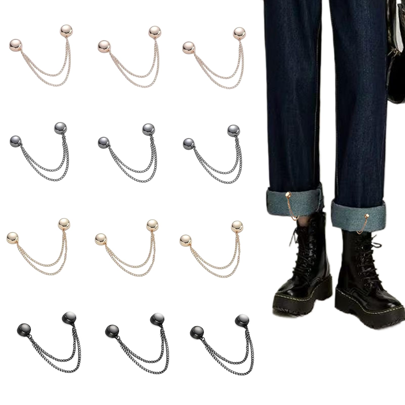 12pcs Round No-Snag Pinless Strong Magnetic Clips - Removable for Hijab & Pants Length Adjustment