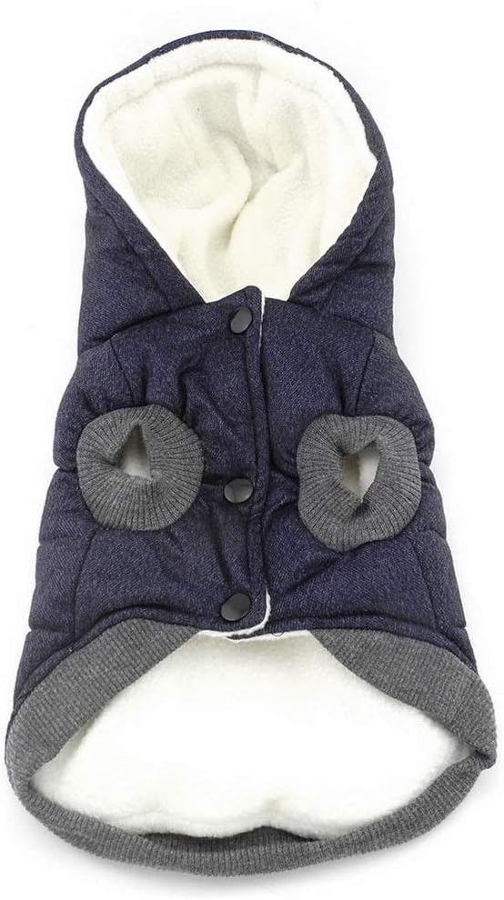 ZUNEA Small Dog Vest Coat Fleece Lined Winter Warm Puppy Jacket Hooded Windproof Pet Chihuahua Sweatshirt Soft Doggie Clothes Apparel Blue XL - Image 4