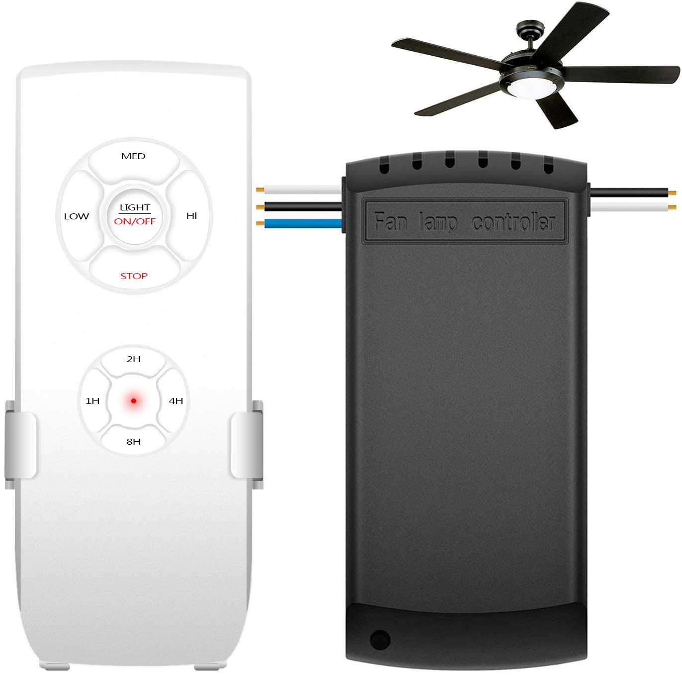 Photo 1 of Universal Ceiling Fan Remote Control Kit 3-in-1 Ceiling Fan Light Timing & Speed Wireless Remote Control and Receiver Kits for Ceiling Fan Lamp