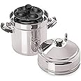 Tabakh Stainless Steel Cooker with Non-Stick 4-Rack Stand, Makes 20 Idlis, Silver
